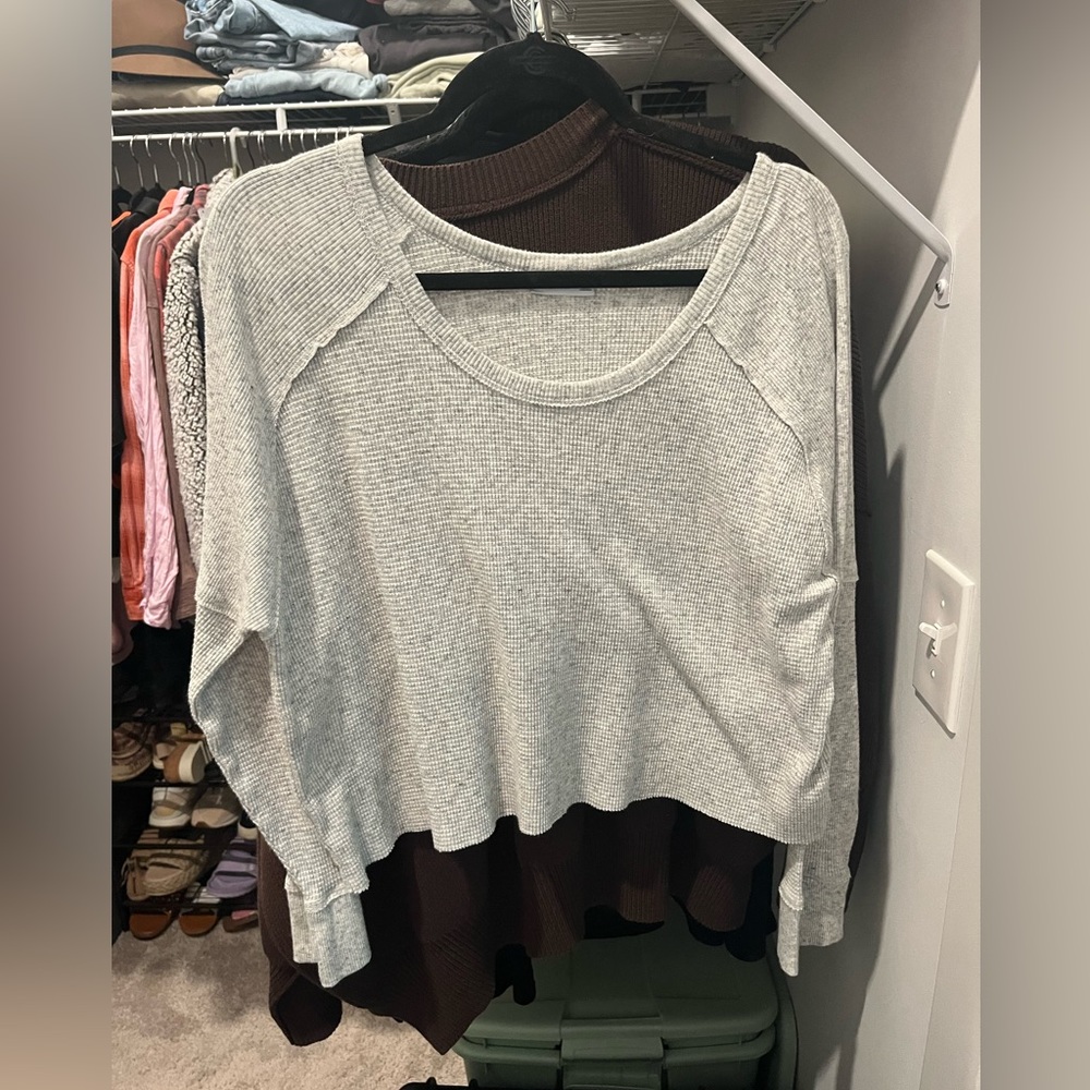 Aritzia cropped waffle knit top